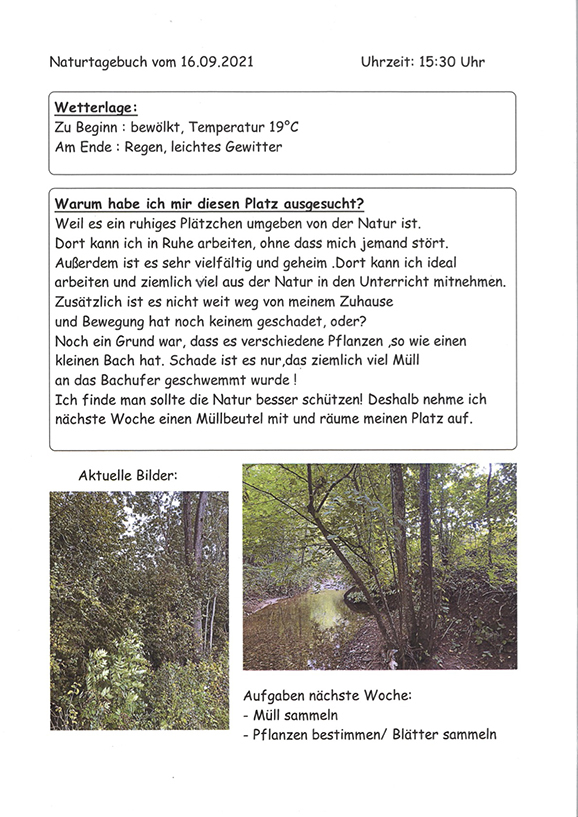 01 Eine Seite aus Ronja Krugs Naturtagebuch Foto BUNDjugend BW