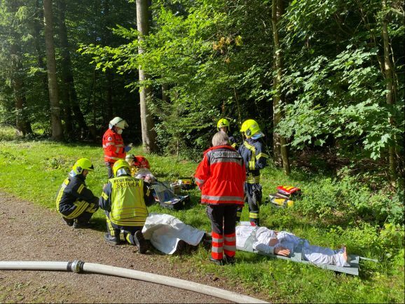 KatS Übung am 09.07.22 Patientenablage im Wald Quelle LRA RV