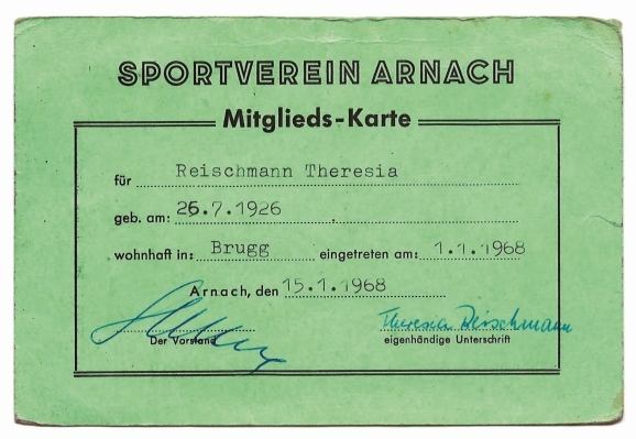 SVA Mitgliedsausweis Thesersia Reischmann 578